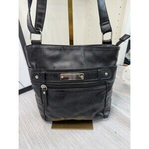 Rosetti Black Pebbled Crossbody Bag with Zipper Accents Adjustable Strap Women’s
